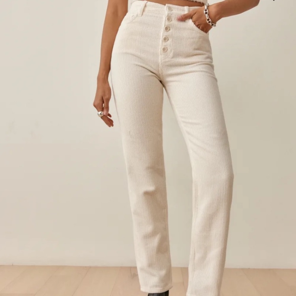 Reformation NWT Cynthia Button Fly High Rise Straight Corduroy Pants